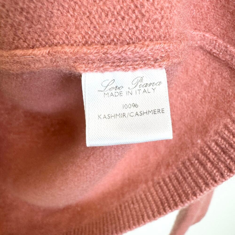 LORO PIANA Pink V-Neck 100% Cashmere Sweater Small Long Sleeve Knit Pullover Top - Picture 5 of 5